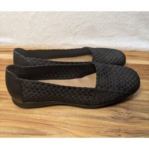 Comfortview Women's Size 12 M Bethany Black Woven Fabric Slip On Shoes Stretchy